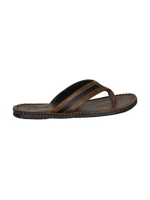 brown leatherette toe separator slipper - 13957957 - Standard Image - 2