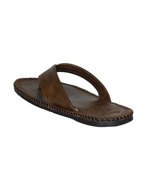 brown leatherette toe separator slipper - 13957957 - Standard Image - 3
