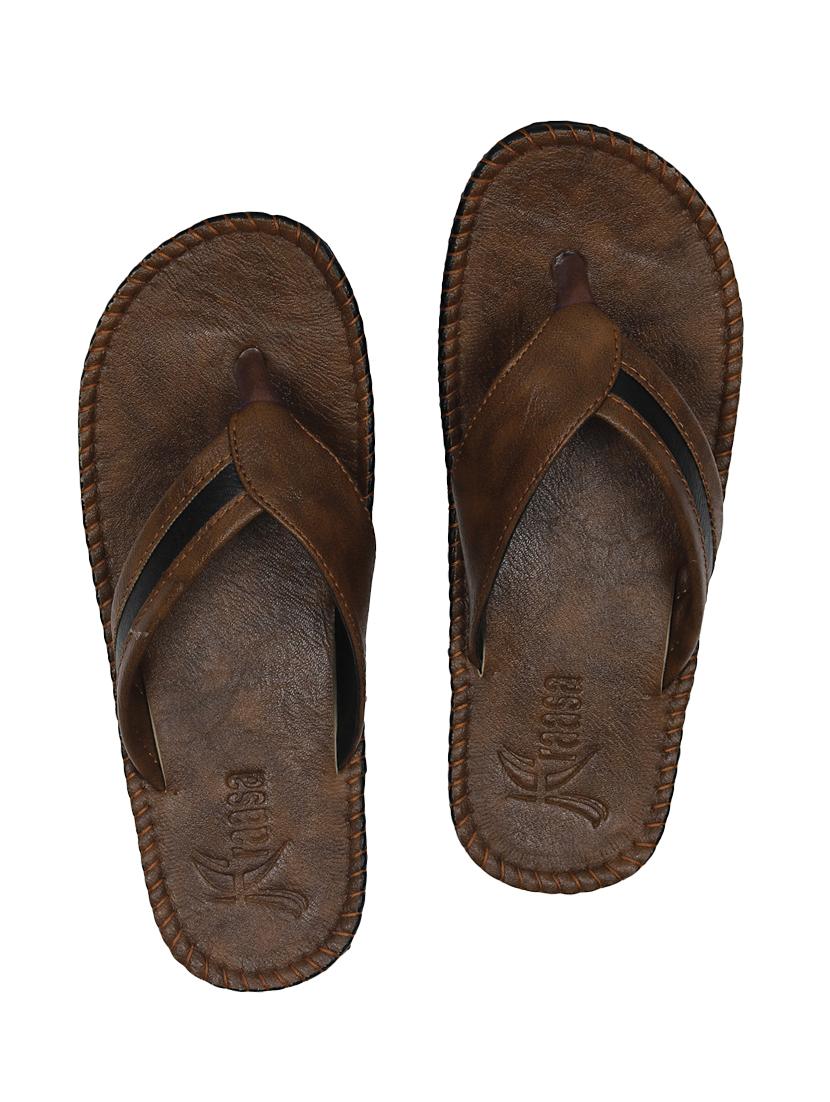 brown leatherette toe separator slipper