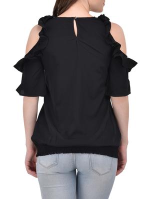 cold shoulder ruffled top - 13961915 - Standard Image - 3