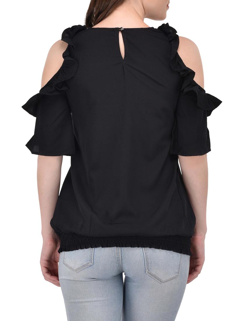 cold shoulder ruffled top - 13961915 - Zoom Image - 3