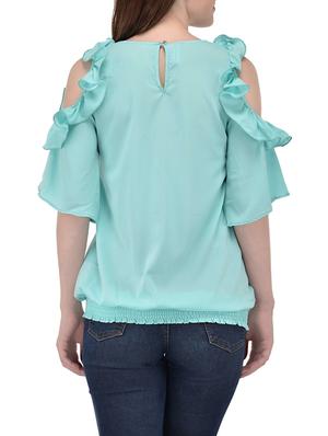 cold shoulder ruffled sleeved top - 13961918 - Standard Image - 3