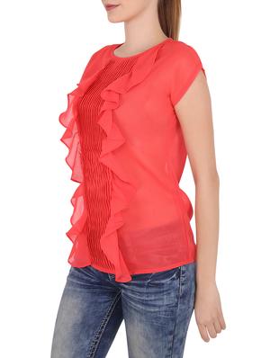 solid orange ruffle top - 13962813 - Standard Image - 2
