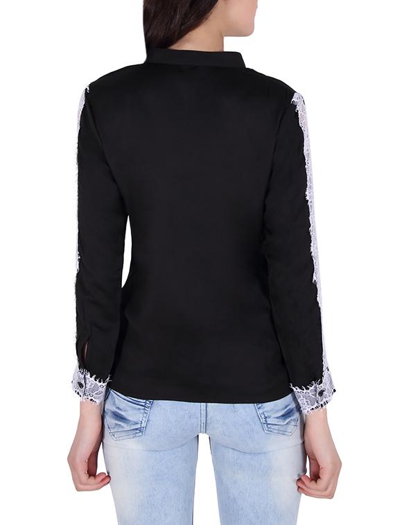 black viscose regular shirt - 13962821 - Zoom Image - 3