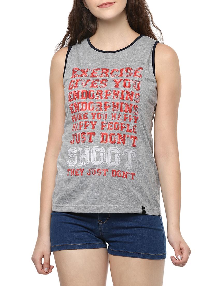 grey printed cotton tank tee - 13965460 - Zoom Image - 1
