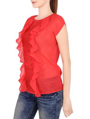 orange georgette ruffle top - 13968062 - Standard Image - 2