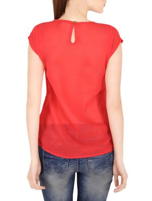 orange georgette ruffle top - 13968062 - Standard Image - 3