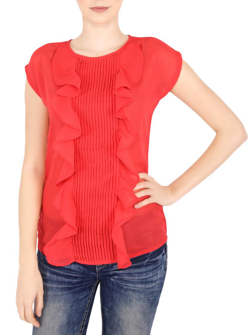 orange georgette ruffle top - 13968062 - Zoom Image - 1