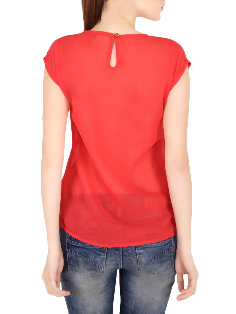 orange georgette ruffle top - 13968062 - Zoom Image - 3