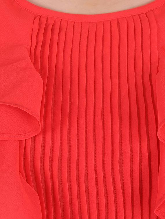 orange georgette ruffle top - 13968062 - Zoom Image - 4