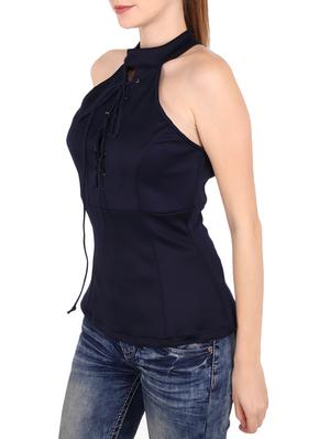 eyelet lace up choker neck top - 13968063 - Standard Image - 2