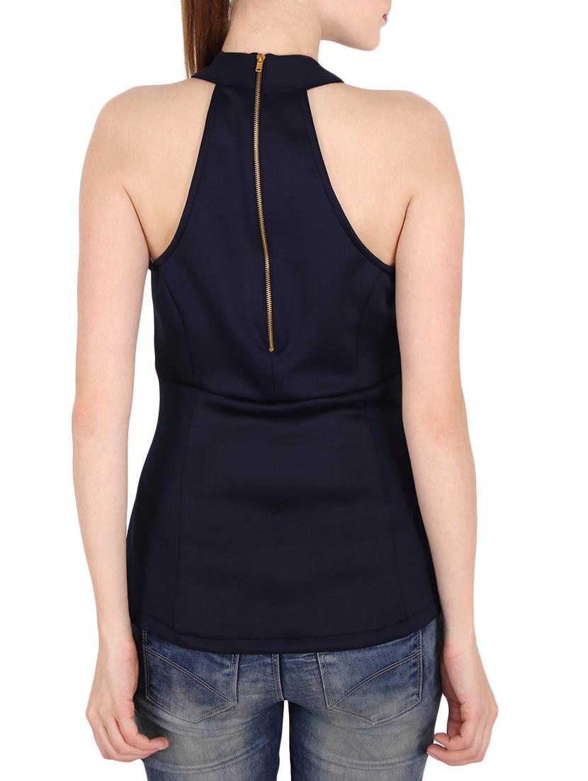 eyelet lace up choker neck top - 13968063 - Zoom Image - 3