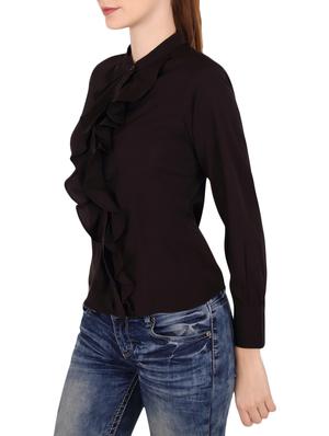 black crepe ruffle top - 13968064 - Standard Image - 2