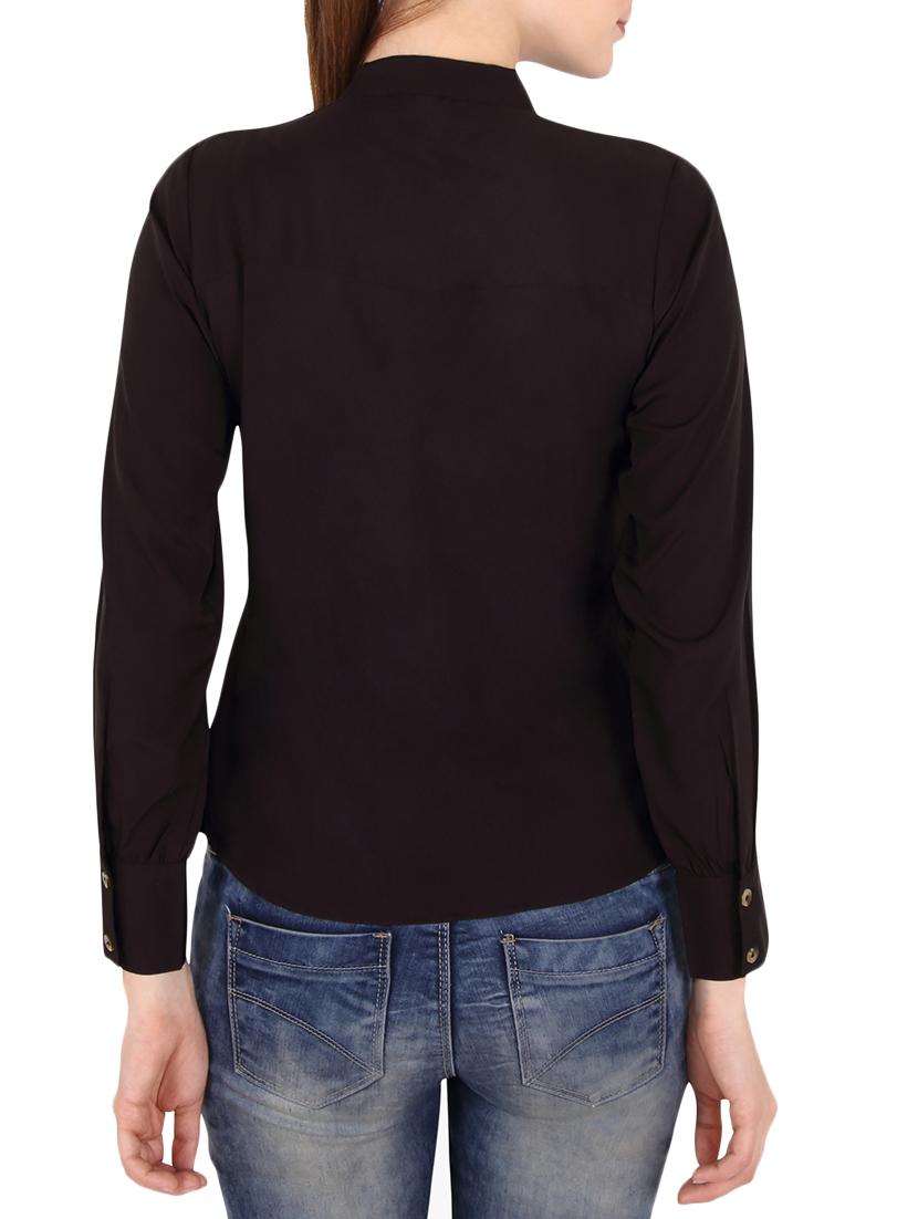 black crepe ruffle top - 13968064 - Zoom Image - 3