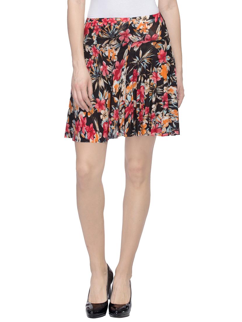 multicolored floral printed viscose flared skirt - 13972664 - Zoom Image - 1