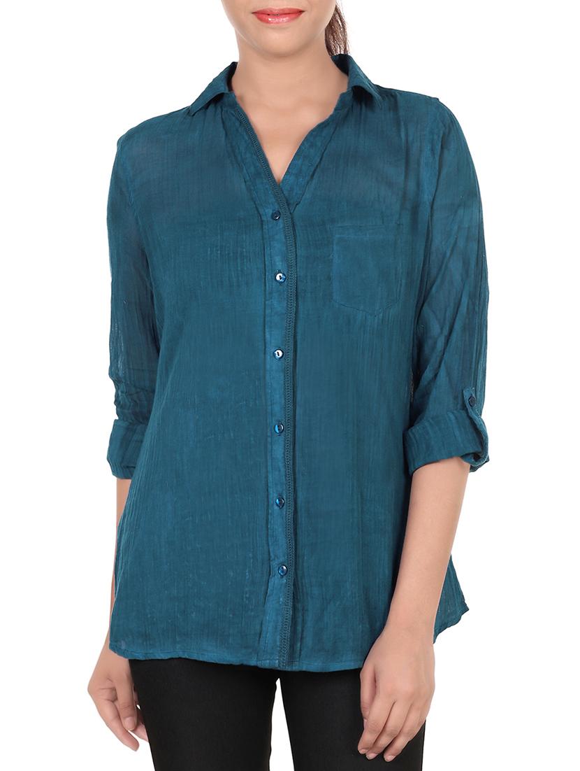 lace detail solid shirt - 13973207 - Zoom Image - 1