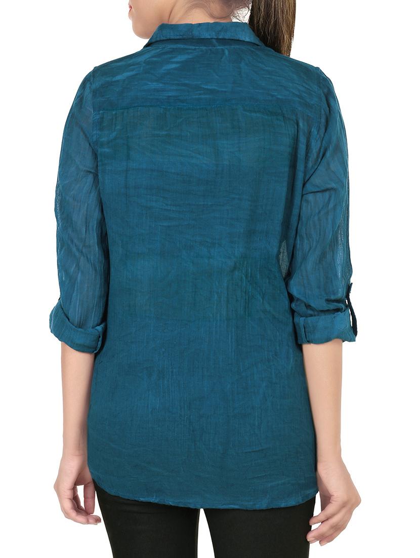 lace detail solid shirt - 13973207 - Zoom Image - 3