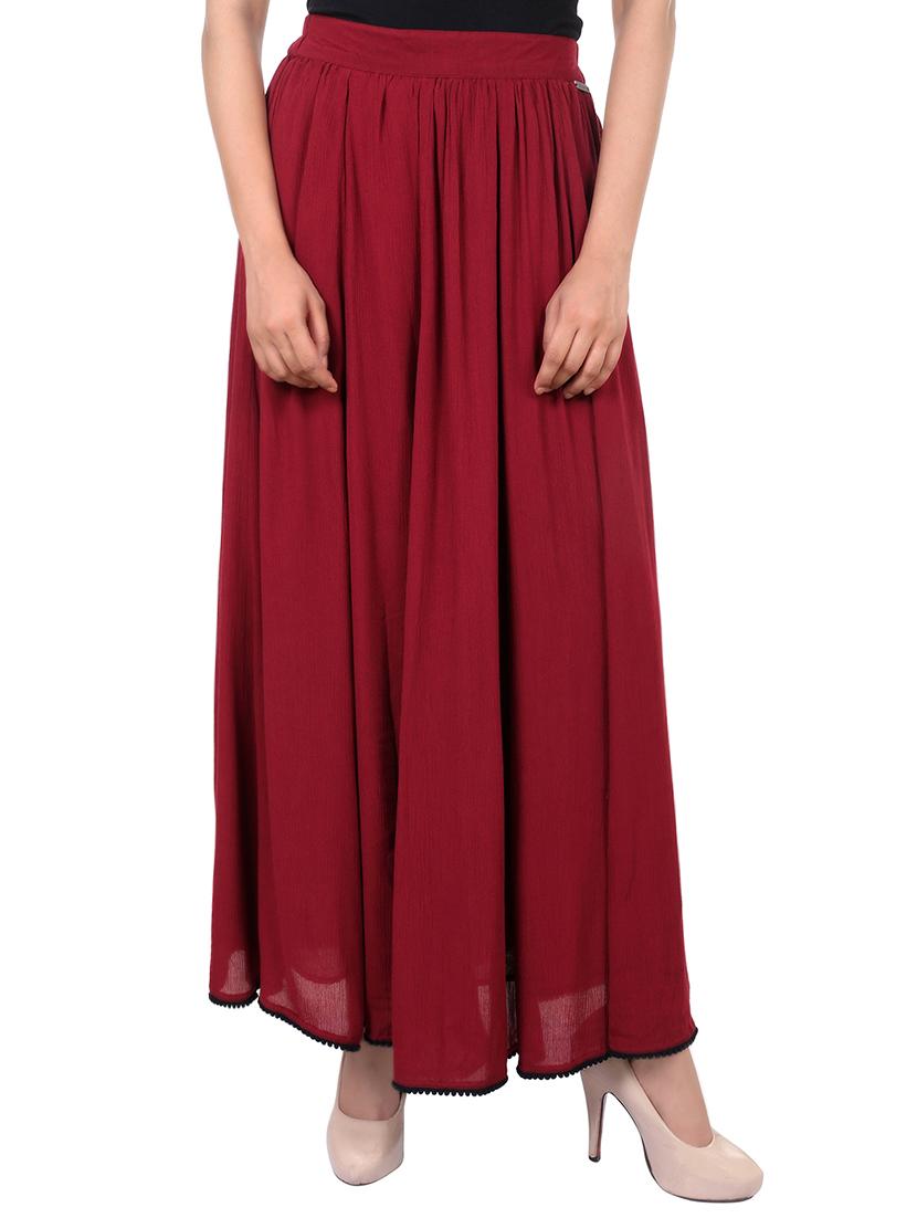 maroon rayon maxi skirt - 13973232 - Zoom Image - 1