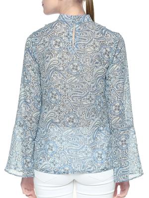 blue paisley printed ruffle top - 13973641 - Standard Image - 3