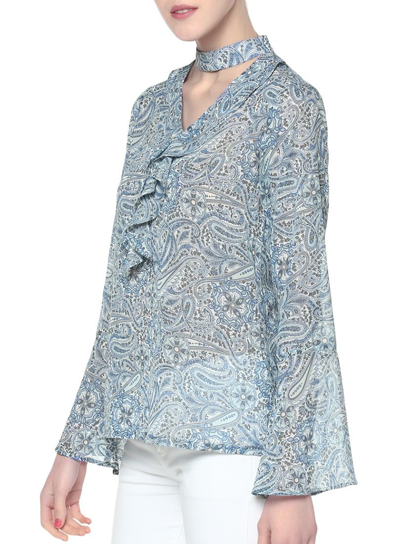 blue paisley printed ruffle top - 13973641 - Zoom Image - 2