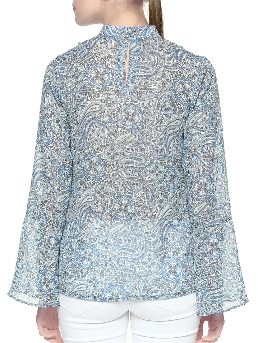 blue paisley printed ruffle top - 13973641 - Zoom Image - 3