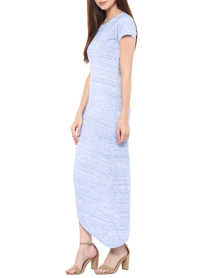 light blue viscose maxi dress with side slit - 13974457 - Zoom Image - 2