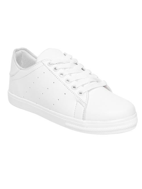 white faux leather laceup sneakers - 13975722 - Standard Image - 1
