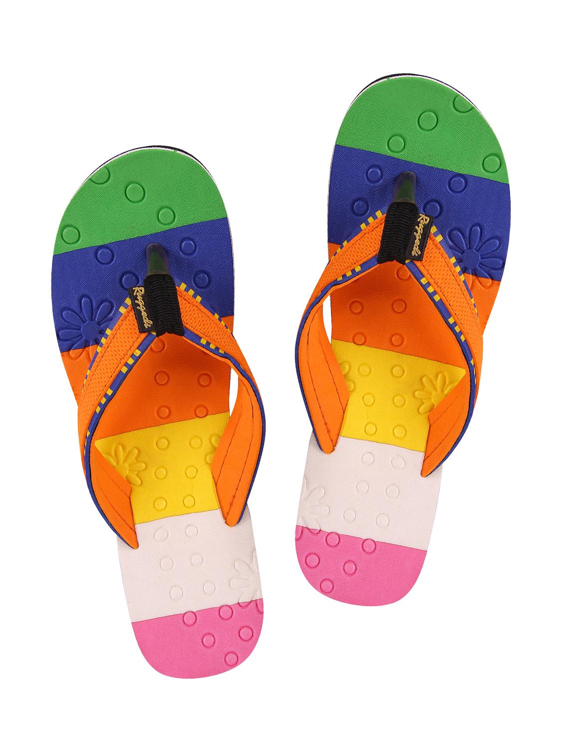 multi colored striped flip flop