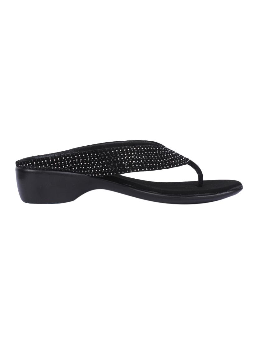 black faux leather slippers - 13977595 - Zoom Image - 2