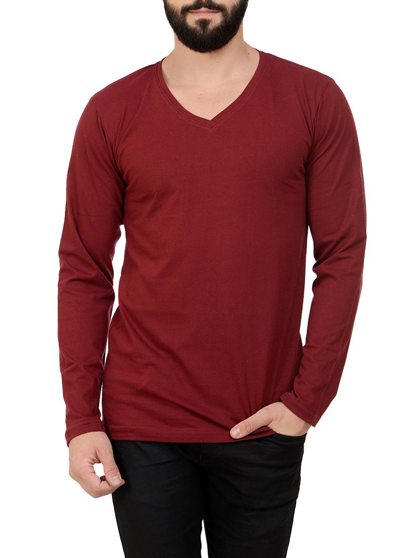 maroon cotton t-shirt - 13979257 - Zoom Image - 1