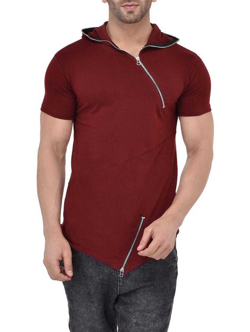 maroon cotton t-shirt - 13979279 - Zoom Image - 1