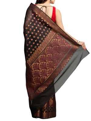 black silk woven saree with blouse - 13979344 - Standard Image - 2