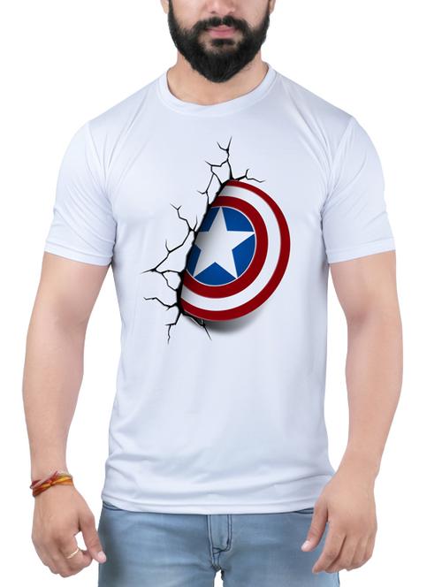 white polyester printed t-shirt - 13982102 - Standard Image - 1