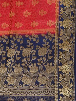red crepe kanjivaram saree with blouse - 13982886 - Standard Image - 5