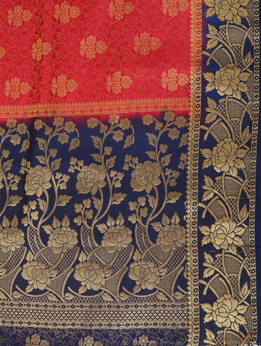red crepe kanjivaram saree with blouse - 13982886 - Zoom Image - 5