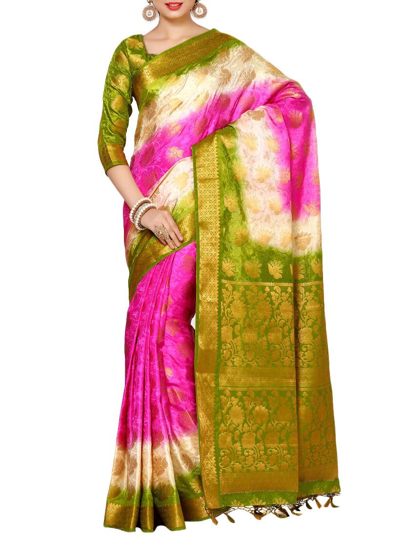 pink art silk woven saree with blouse - 13982891 - Zoom Image - 1