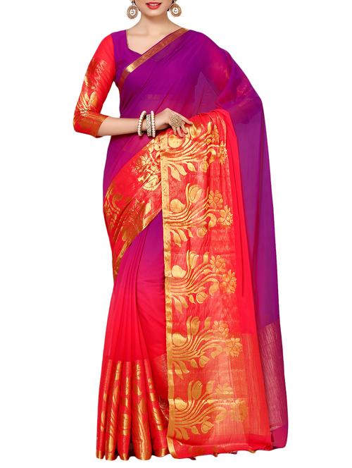 pink chiffon ombre saree with blouse - 13982910 - Standard Image - 1