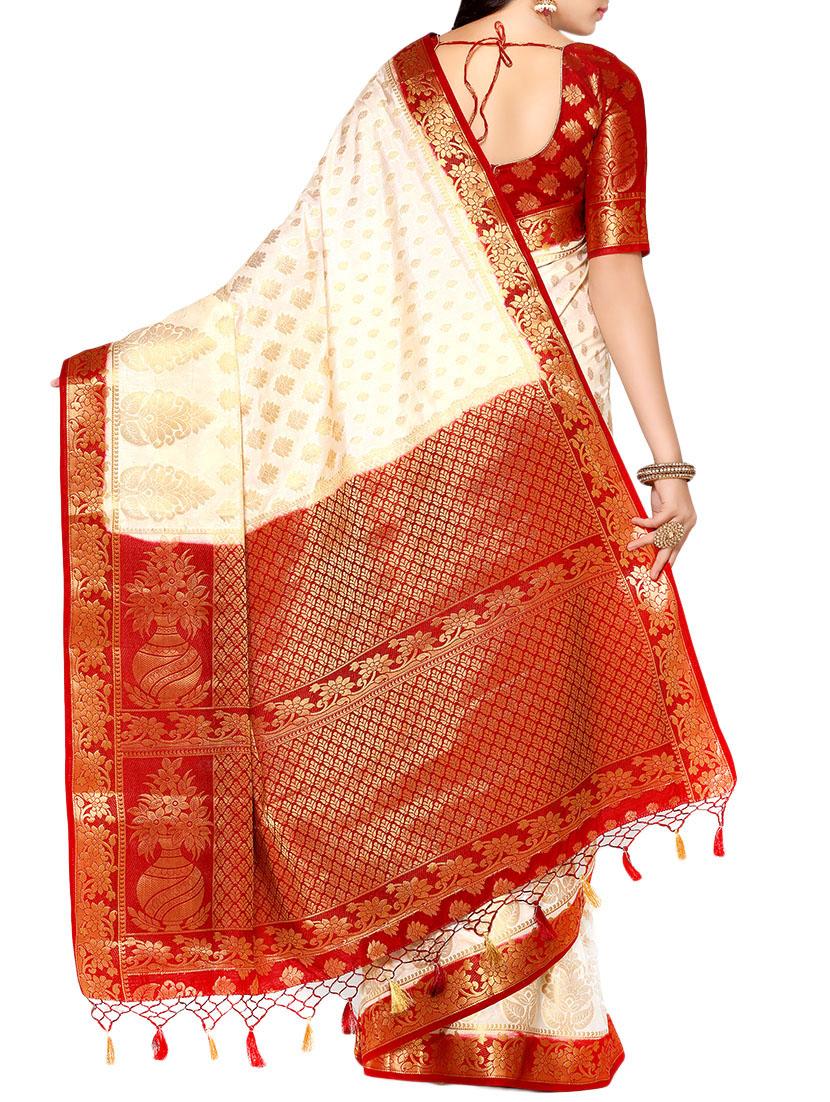 beige art silk kanjivaram saree with blouse - 13982959 - Zoom Image - 2