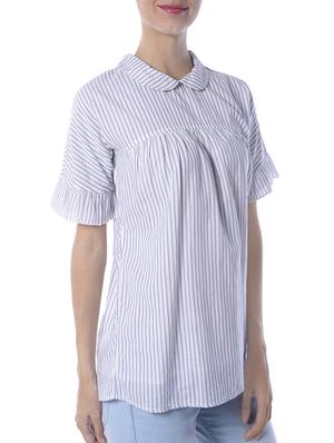 peter pan collar striped ruffle top - 13988649 - Standard Image - 2