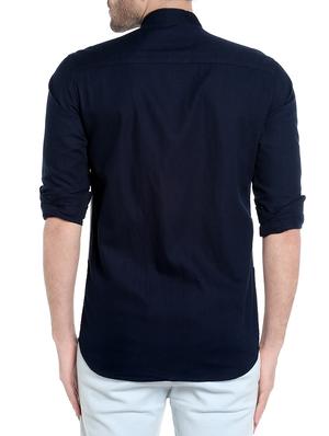 blue cotton color block casual shirt - 13989269 - Standard Image - 3