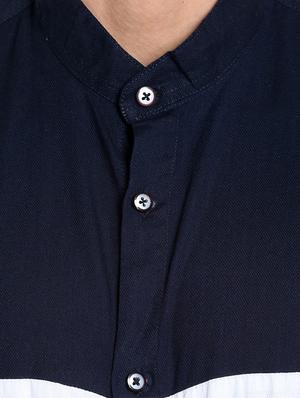 blue cotton color block casual shirt - 13989269 - Standard Image - 4