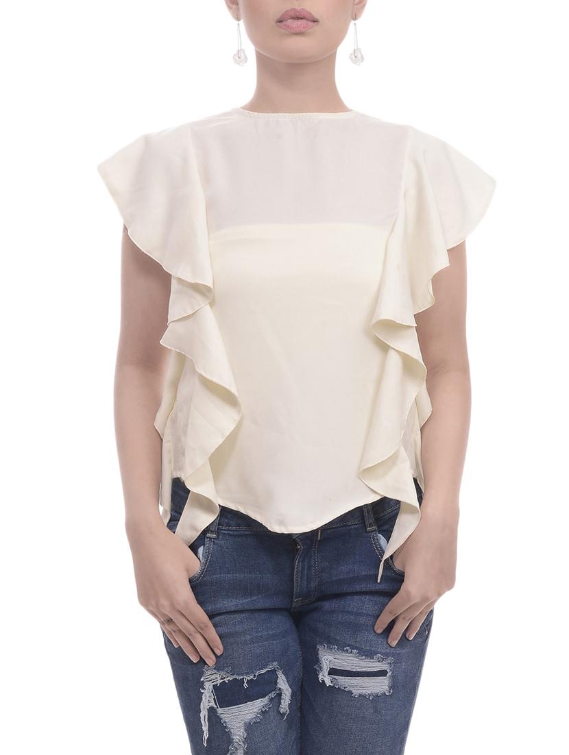 open back ruffle detail top