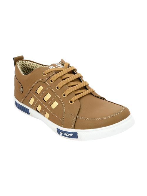 brown leatherette lace up sneaker - 13991986 - Standard Image - 1