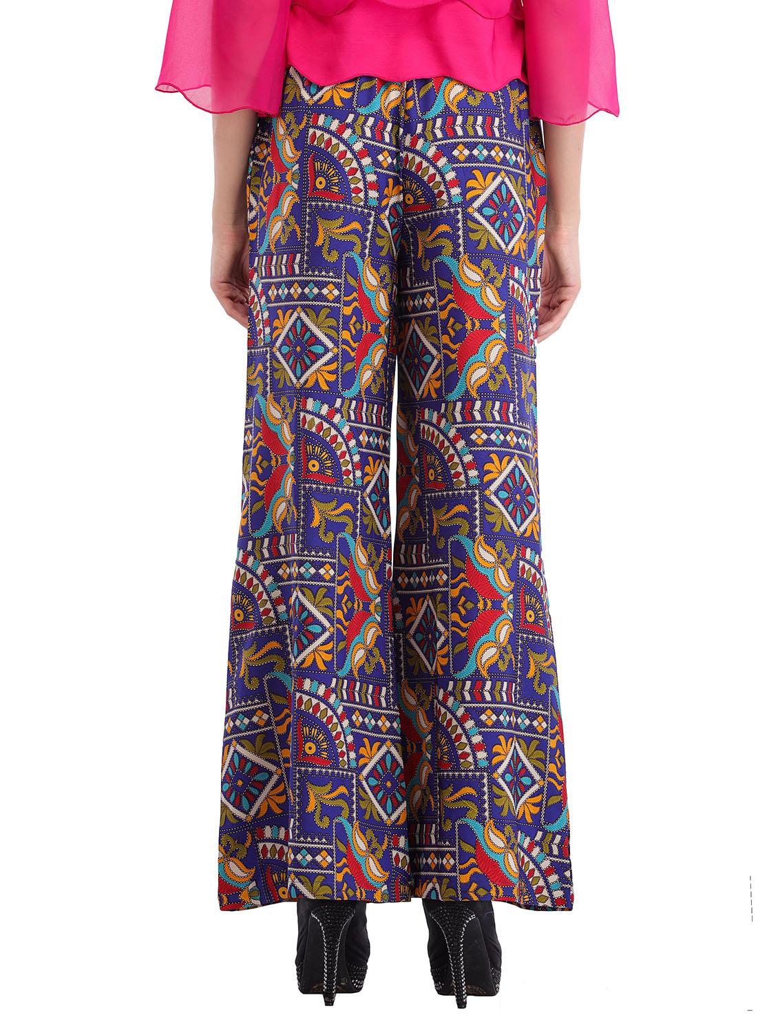 multi colored viscose palazzos - 13997752 - Zoom Image - 3