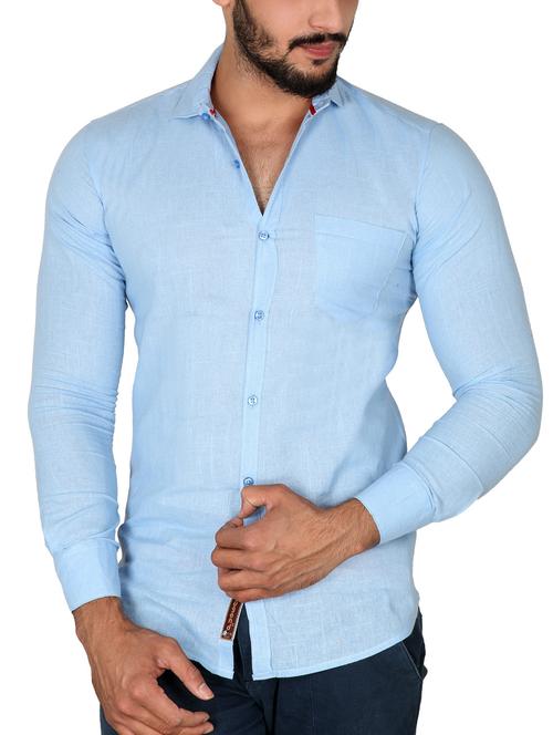 blue cotton casual shirt - 13998368 - Standard Image - 1