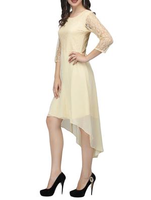 round neck laced high-low dress - 13999327 - Standard Image - 2