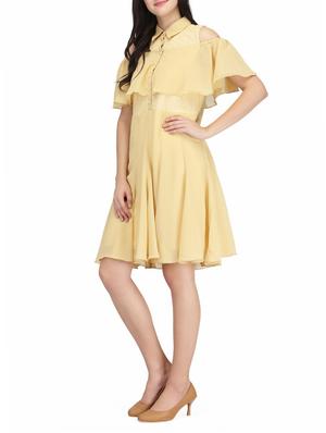 yellow georgette ruffle dress - 13999329 - Standard Image - 2
