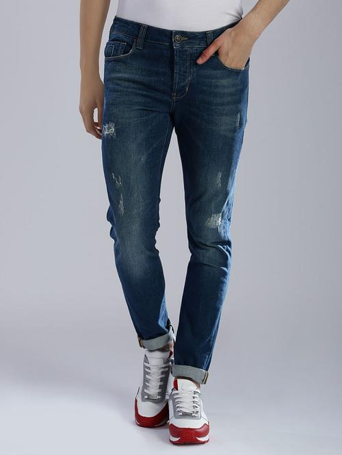 blue cotton ripped jeans - 14000756 - Standard Image - 1