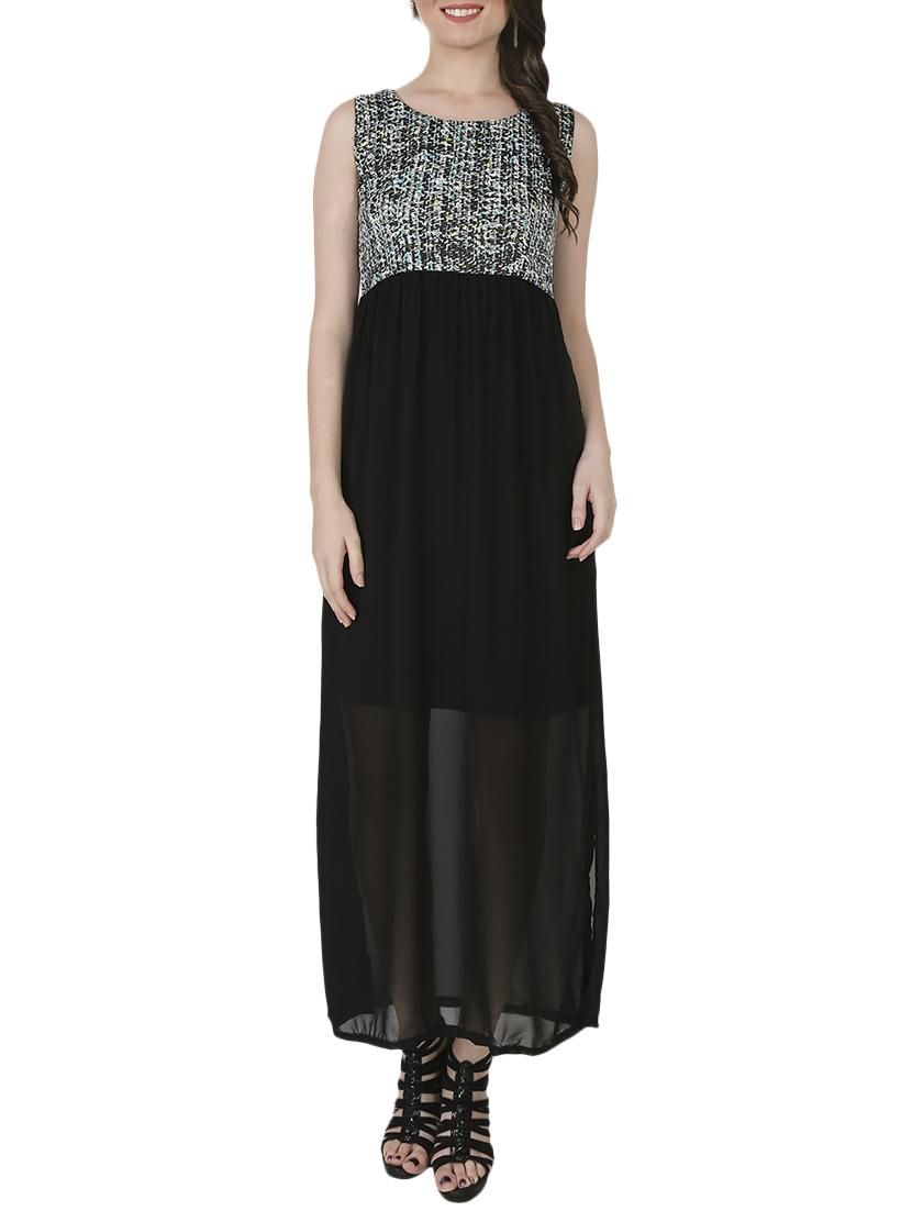 round neck gathered maxi dress - 14001593 - Zoom Image - 1