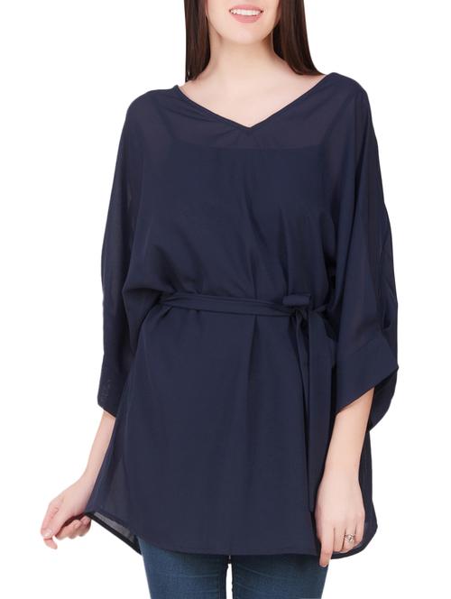 navy blue georgette tunic - 14002455 - Standard Image - 1
